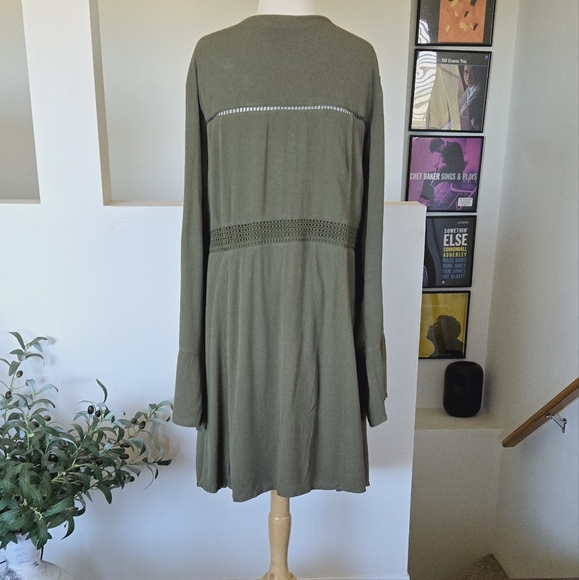 TORRID Mini Gauze Lace-Up Skater Dress Olive Green 4X - Picture 11 of 14